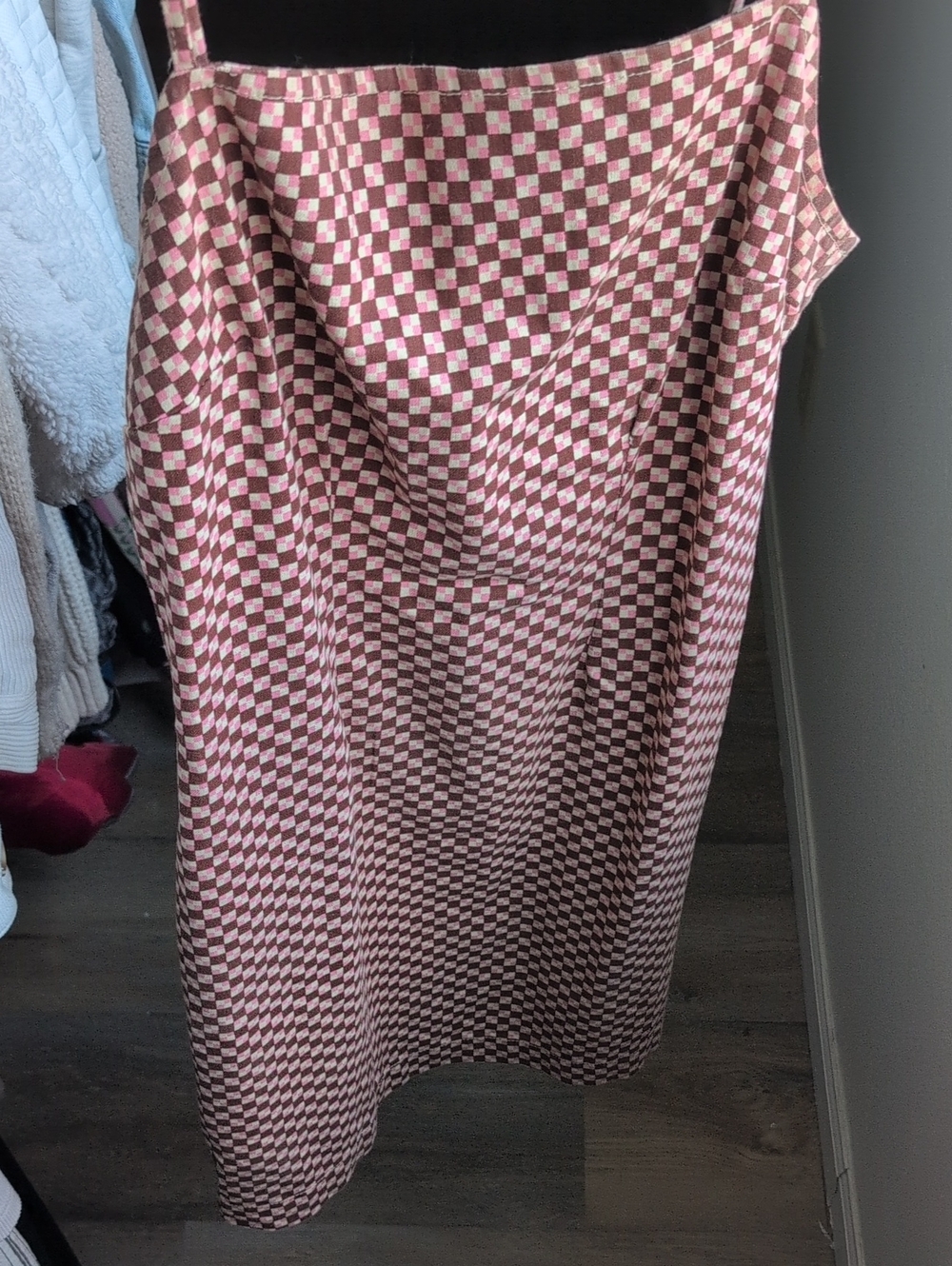 Levi's Pink And Brown Checker Slip Mini Dress